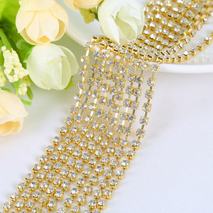 Cadena de Diamantes de Imitación con Base Cuadrada Plateada/Dorada de 2-8mm, Accesorio Decorativo DIY - Product Image 3