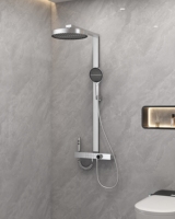 Système de robinetterie de douche mural DG moderne en laiton chromé avec jet de pluie et jets massants, 3 fonctions, pour salle de bain