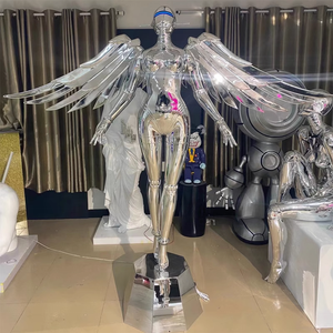 <span class=keywords><strong>Statue</strong></span> de femme sexy en métal poli miroir d'extérieur Sculpture de robot en acier inoxydable - Product Image 5