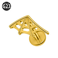 Piercing de mode en titane ASTM F136 G23, personnalisé, motif toile d'araignée ajourée, barre plate à filetage interne, pour oreille et lèvre