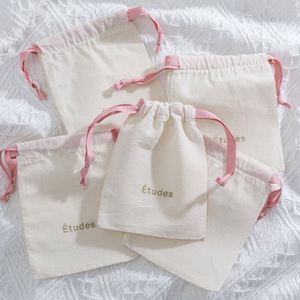 High Quality Customized Logo 100%Organic Cotton Gift Dust Bag Small Canvas <b>Drawstring</b> <b>Pouch</b> - Product Image 3