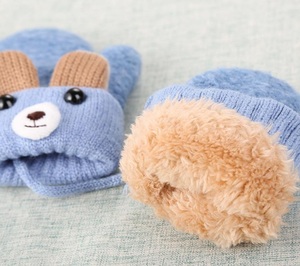 Neonato simpatico orso nuovo 0-3 anni neonati maschi ragazze inverno maglia <span class=keywords><strong>lana</strong></span> neonato caldo velluto spesso <span class=keywords><strong>guanti</strong></span> per bambini - Product Image 6