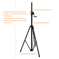 Soporte de iluminación de DJ con manivela para altavoz o uso de iluminación, pata ajustable individual de 30 cm para nivelación