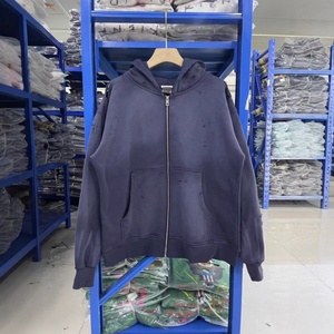 Sudadera con capucha informal para hombre, personalizada OEM, con cordón, hombros caídos, corte holgado y extragrande, estilo jersey acanalado, con efecto desgastado, descolorido, lavado y bordado - Product Image 3