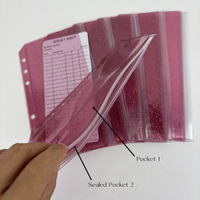 Sobres Transparentes de PVC con Purpurina, Bolsillos Preperforados para Organizador de Presupuesto, Bolsas Flexibles y Resistentes para Retos de Ahorro, Entrega Rápida