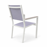 Chaise empilable en aluminium au design moderne avec siège Teslin durable pour les repas en plein air, restaurant, jardin, cour, hôtel et villa