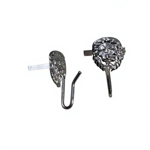 Broches de seguridad de latón fundido a presión con cabeza de león en tono plateado, sin níquel, insignias para sombrero Shako para atuendos formales - Product Image 1