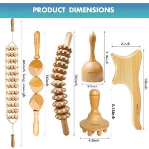 Rouleau de <span class=keywords><strong>massage</strong></span> dorsal en bois de haute qualité, fabrication OEM, 6 outils - Product Image 2