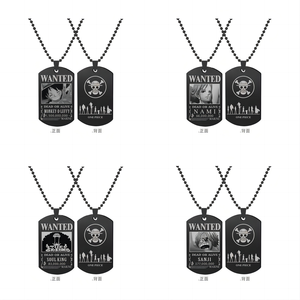10 modèles de colliers en acier inoxydable laser <span class=keywords><strong>Sanji</strong></span> Luffy, vente en gros, collier avec pendentif de personnage d'anime Ace <span class=keywords><strong>Wanted</strong></span> Order pour hommes - Product Image 6