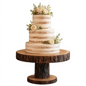 Soporte Redondo de Madera Ecológico Hecho a Mano para Tartas, Pedestal para Postres, Apto para Lavavajillas, Estilo Rústico para el Hogar, Panadería, Bodas - Product Image 5