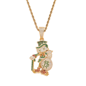 Liontin Hewan Berlapis Emas CN282 dari Kuningan dengan Batu CZ dan Rantai Tali, Perhiasan Kalung Hip Hop untuk Pria Wanita, Cocok untuk Pesta dan Kegunaan Sehari-hari - Product Image 1