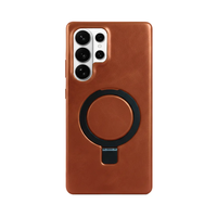 Étui de téléphone de luxe personnalisé en cuir véritable mince, étanche et antichoc, avec fonction portefeuille et porte-cartes pour S26 Ultra