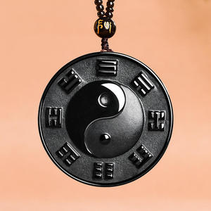 Pendentif en jade noir Bagua Tai Chi en jadéite naturelle, design original UNISEXE, cadeau avec certificat d'évaluation C229 - Product Image 1
