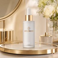 Vente en gros directe d'usine, flacon compte-gouttes en verre cosmétique de 30 ml (1 oz) avec anneau doré pour huile de soin de la peau