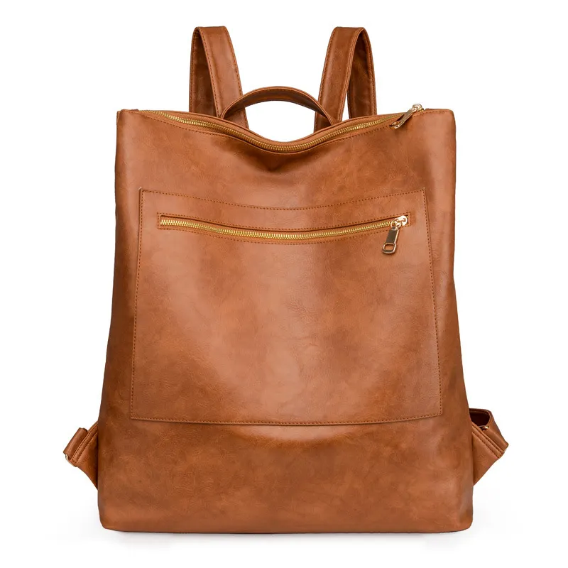2022 New trend Men Vintage PU leather fashion women's leather backpack Laptop School Bookbag Unisex backpacks
