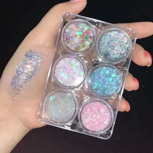 Glitter göz farı paketi kozmetik tıknaz glitter jel tutkal ücretsiz göz vücut sanatı holografik glitter gevşek pigmentler