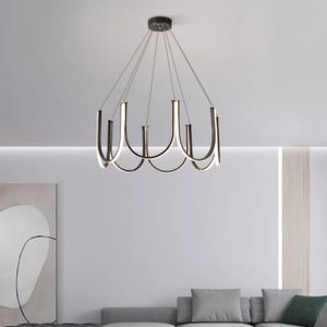 Lámpara de Araña Doble en Forma de U Posmoderna para Sala de Estar, Diseño Nórdico Minimalista, Lámpara Lineal Personalizada para Dormitorio - Product Image 1