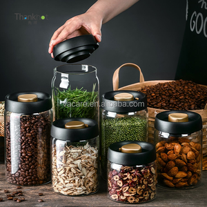 Frasco de vidrio al vacío redondo sin BPA promocional de Thankhot Factory con tapas de bomba selladas, cubiertas verdes para botes de granos de café - Product Image 6