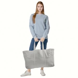 In Stock <b>Large</b> Capacity <b>Plain</b> Tote Bag Cotton <b>Canvas</b> Tote Bag <b>Canvas</b> With Zipper - Product Image 4