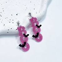 Boucles d'oreilles fantaisie en résine acrylique pour femme, motif chapeau de sorcière, chauve-souris, citrouille, fantôme, idéales pour Halloween