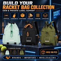 Sac à dos pour raquette OEM personnalisé avec cordon de serrage, poche avant pour raquette et compartiment pour ordinateur portable, idéal pour le tennis, l'entraînement et le transport quotidien