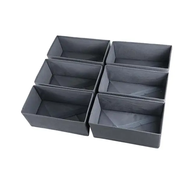 Set of 6 Foldable Closet Dresser Drawer Divider Storage Organizer Basket Bins Cloth Storage Box for Underwear Bras