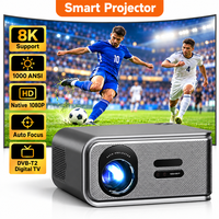 Proyektor Android DVB-T2 TV Digital 30000Lumens Native 1080P Full HD 1000AMSI HDR10+ Fokus Otomatis Kamar Tidur Home Cinema