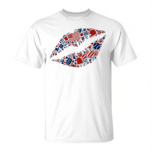 Camiseta con silueta de labios sexys y símbolos americanos para el 4 de julio - Product Image 2