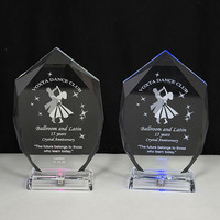 Trofeo de Cristal Personalizado con Luz, Torre de Cristal Tallada en Diamante, Placa de Cristal en Blanco con Base de Luz LED MH-N525