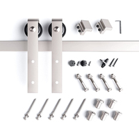Kit de piste pour porte coulissante en Nickel brossé, 6.6 pieds, robuste, livraison gratuite