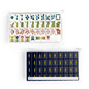 Jeu de tuiles de mahjong portable, pièces de jeu colorées, jeu de mahjong de voyage avec étui de rangement - Product Image 1