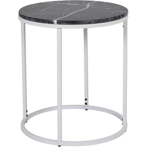 Carrara <strong>white</strong> natural marble top round metal frame steel <strong>nesting</strong> coffee <strong>table</strong> - Product Image 2