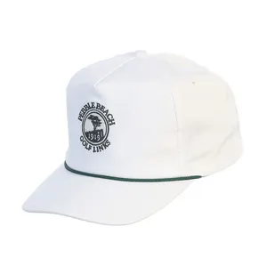 Alta qualidade não estruturada bordado desempenho snapback chapéu personalizado nylon curvo borda corda cap