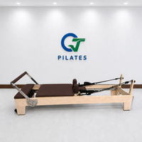 Mesin Reformer Pilates Kayu Maple Coklat Tua untuk Pelatihan Studio Berat dan Pengadaan Klub