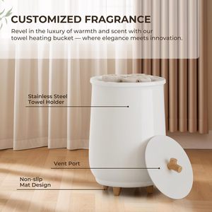 EUHOMY Towel Warmer <b>Bucket</b> <b>20L</b> Plastic Heating Bath Spa Use With Wooden Legs And Lid - Product Image 6