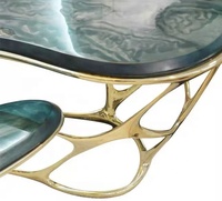 Table Double creuse de luxe, Design Original, Base de Table à thé en laiton émaillé