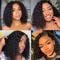 Perruque Courte Bob Pixie Ondulée Naturelle Noire avec Dentelle Transparente 13x4, Cheveux Humains Remy, Perruque Lace Front pour Femmes Noires