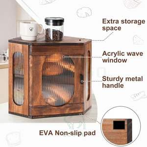 Caja de Pan Rectangular de Bambú Ecológica, Impermeable y Orgánica, Contenedor de Almacenamiento de Alimentos de 2 Niveles con Ventana Acrílica Moderna - Product Image 4