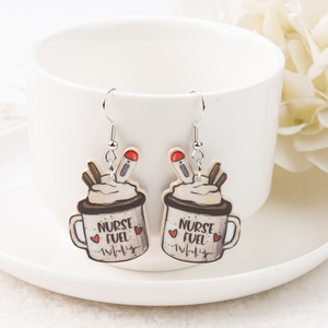 1 par de pendientes colgantes de enfermera de Cactus, café acrílico para mujer, regalo de cumpleaños - Product Image 5
