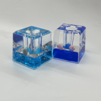 Porte-stylo décoratif transparent multifonctionnel, papeterie liquide colorée avec flotteurs mignons, pingouin et dauphin fantaisie