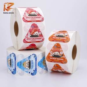 Etiquetas Triangulares Autoadhesivas Impermeables Personalizadas RONG ZHEN para Empaque de Sushi Japonés, Rollo de Papel de Grado Alimenticio de 120g - Product Image 5