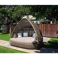 Lits en rotin ronds durables de luxe pour l'extérieur, le patio et la plage