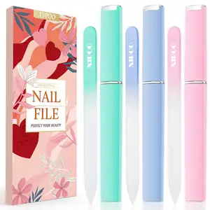 3 Pieces Nail File Double Sided Etched Surface Files Glass Nail File