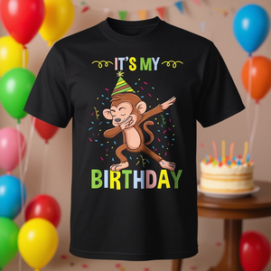 Camiseta Its My Birthday Monkey, camiseta negra para adultos, unisex, divertida, para fiesta - Product Image 3
