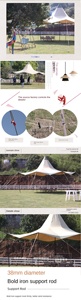 Tenda Indiana a Piramide Grande per <span class=keywords><strong>Campeggio</strong></span> Estivo, Impermeabile 3000mm, in Tessuto Oxford Rinforzato, con Telo Parasole - Product Image 6