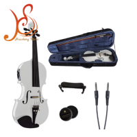 HUASHENG High Gloss White Electric Violin OEM ODM String Music Instrument Violin 4/4 for Beginner Professional