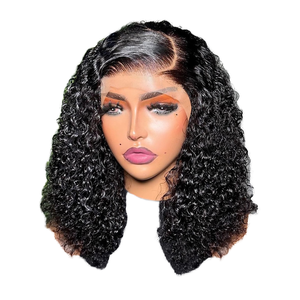 Недорогие бразильские парики из кудрявых волос средней длины, с прозрачной кружевной передней частью, двойной слой, без клея, HD-фронталь, для чернокожих женщин - Product Image 1