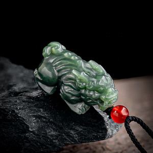 Pendentif en jade néphrite naturel de Hotan, Pixiu en jade cyan, design original, style chinois, cadeau avec certificat d'évaluation HT02 - Product Image 2