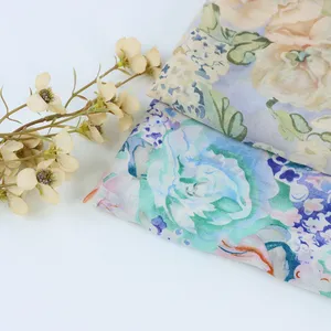 florals100% Polyester printed fabrics for clothing silk printing polyester woven fabric textile piece goods changing fabric