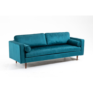 Partner Luxus 2-Sitzer Navy Samt-Sofa-Bett Liebessitz niedrige Preise für Wohnzimmer und Schlafzimmer mit Ablage und Holzrahmen - Product Image 1